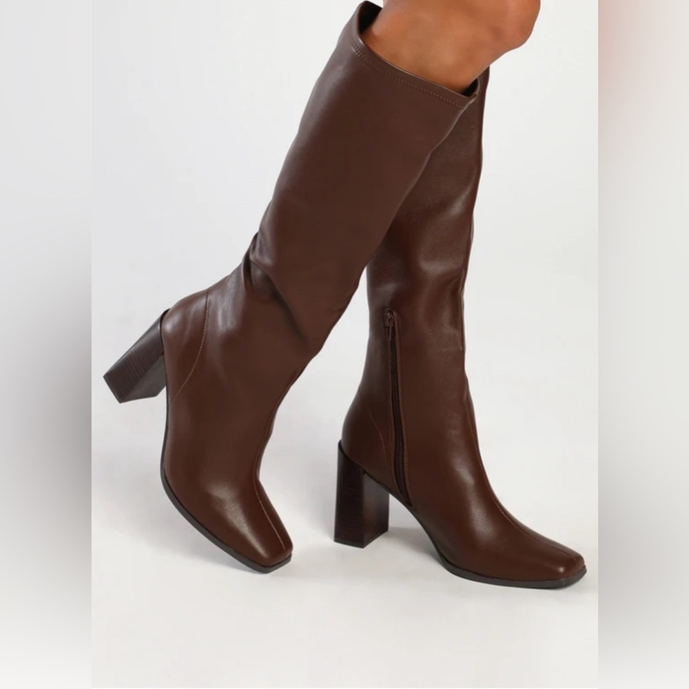 NWOT Lulu’s Square Toe Knee-High Boots